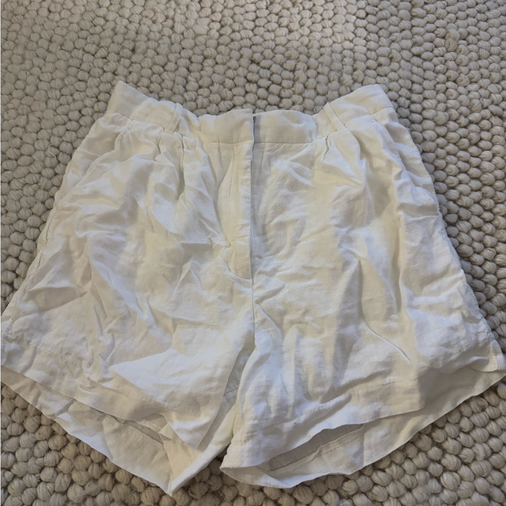Abercrombie & Fitch High Waist White Linen Shorts